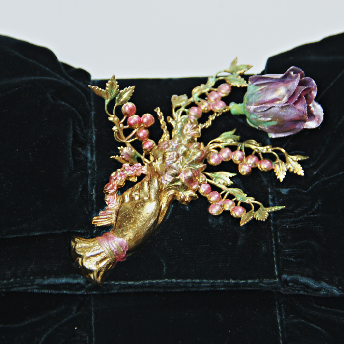 Ungaro clutch in green velvet - Detail D5