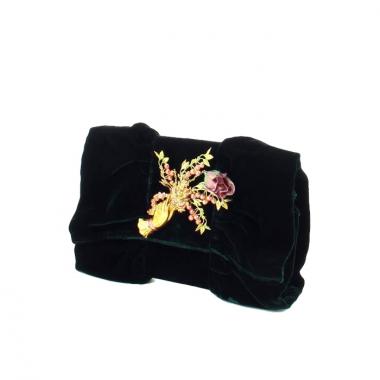Ungaro clutch in green velvet