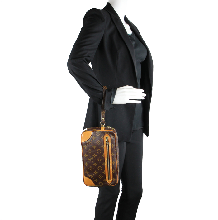 Louis Vuitton Marly dragonne en toile monogram et cuir naturel - Detail D1