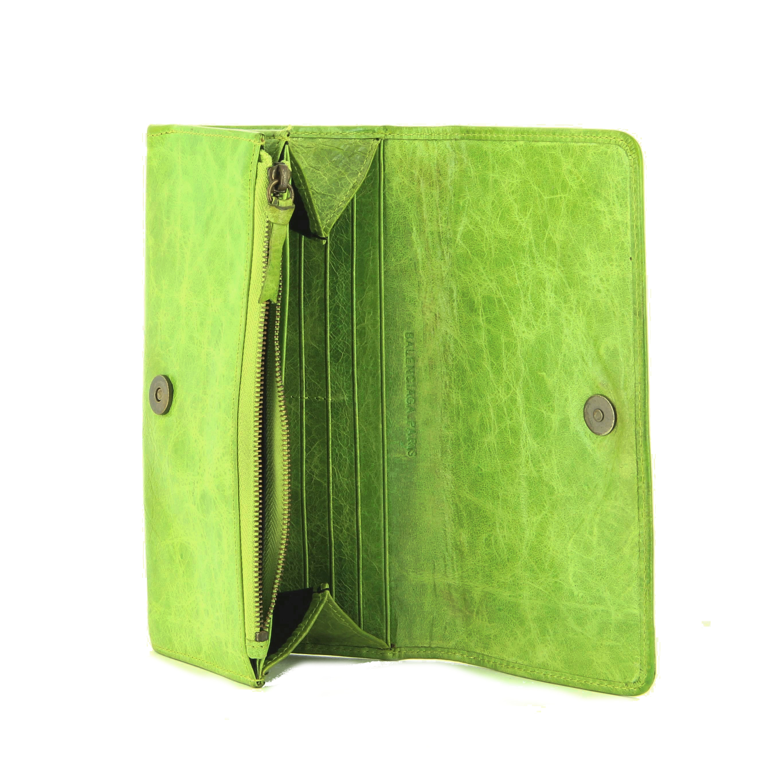 Wallet in apple green leather - Detail D1