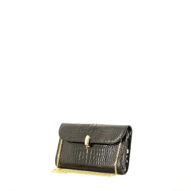 Bolso de noche pequeño en cocodrilo negro