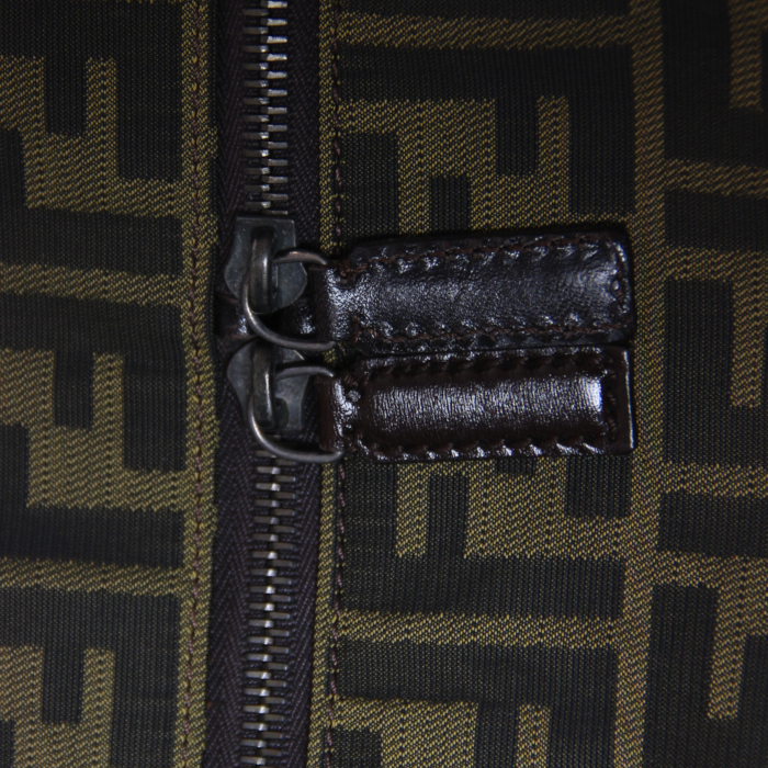 Fendi sac de voyage en toile monogram et cuir marron - Detail D4