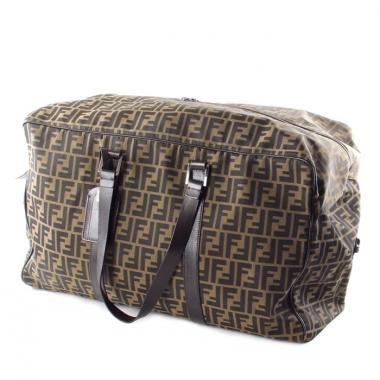 Bolsa de viaje en lona Monogram y cuero marrón