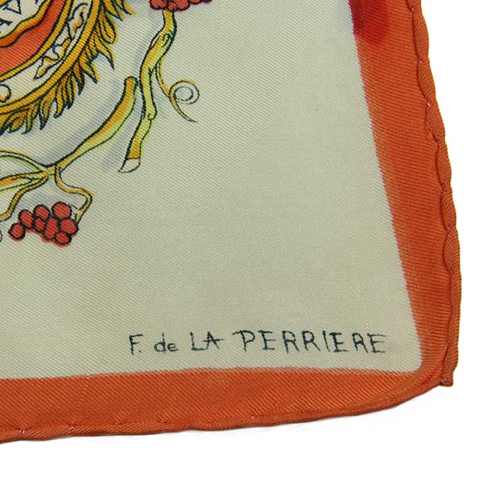 Hermès scarf in beige twill silk "Alsace" - Detail D3