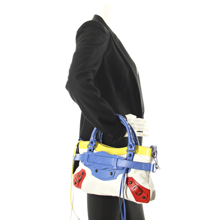 Balenciaga City en cuero azul, rojo y amarillo - Detail D1