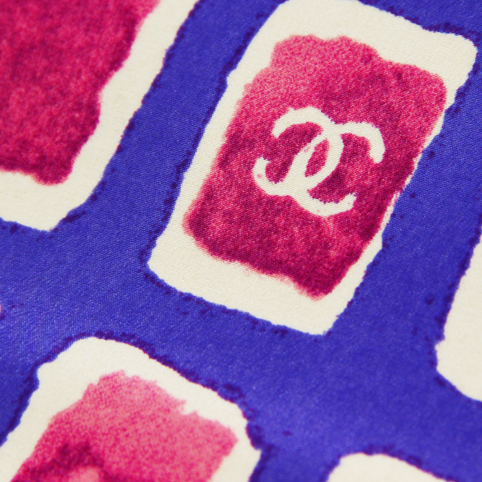 Timeless handbag in pink and purple printed patern canvas - Detail D2