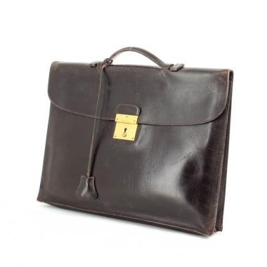 Hermes Serviette Quirus en cuir marron