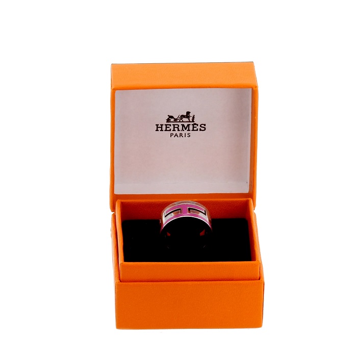 Hermès bague Move en argent et émail rose - Detail D1