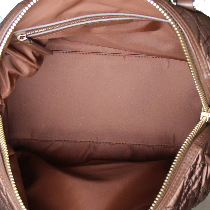 Sac en toile cannée et cuir marron - Detail D2