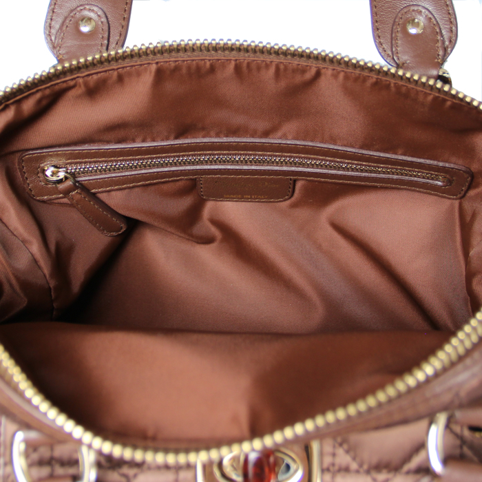 Sac en toile cannée et cuir marron - Detail D3