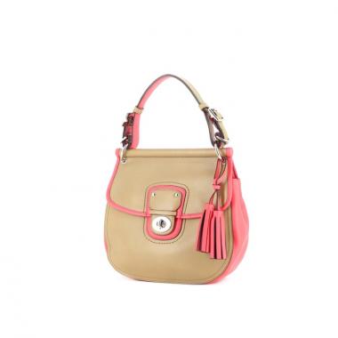 Coach en cuir beige et rose 