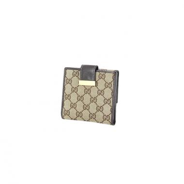 Gucci wallet in monogram canvas and brown leather