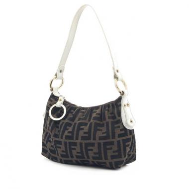 Bolso de mano Fendi en lona Monogram y cuero blanco