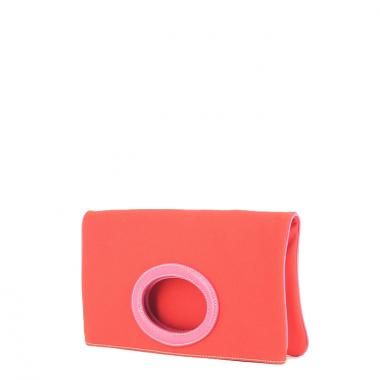 Kate Spade convertible clutch in red canvas and pink leather
