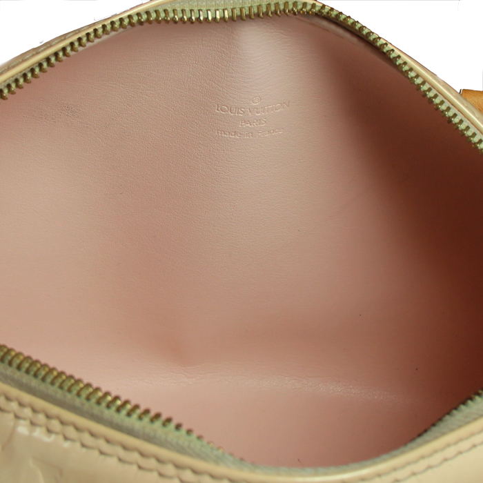 Sac à main Bedford en cuir vernis rose-pale et cuir naturel - Detail D3