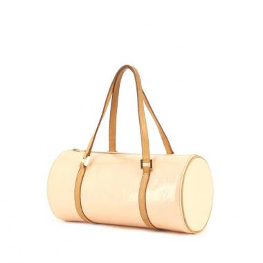 Bolso de mano Bedford en charol rosa pálido y cuero natural