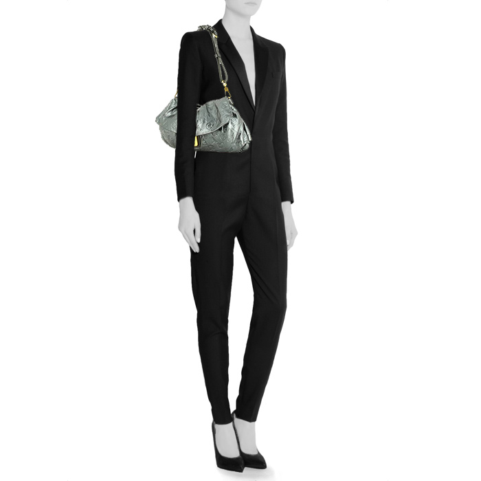 Marc Jacobs Handbag in metallic grey monogram leather - Detail D1