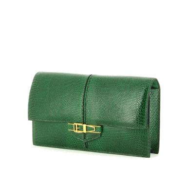 Hermes clutch in green lizard