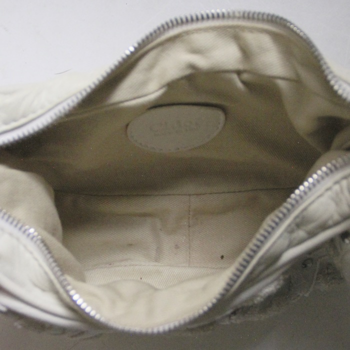 Sac à main Chloé Vintage en cuir blanc et perle blanche - Detail D3