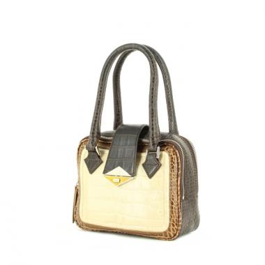 Kenzo Maro Fe in beige and brown leather with crocodile pattern