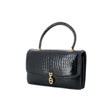 Hermes Chaine d'Ancre en crocodile noir