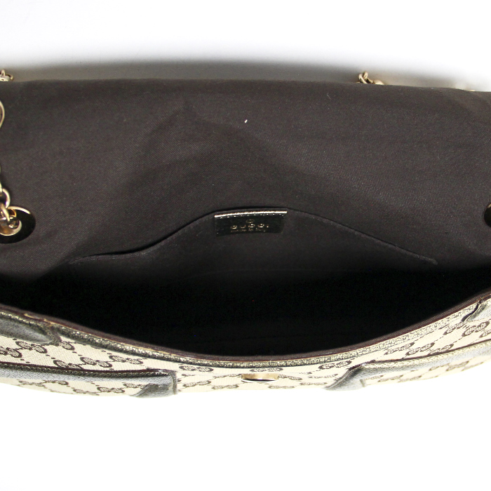 Borsa a spalla Tom Ford in tela monogram beige e pelle dorata - Detail D2