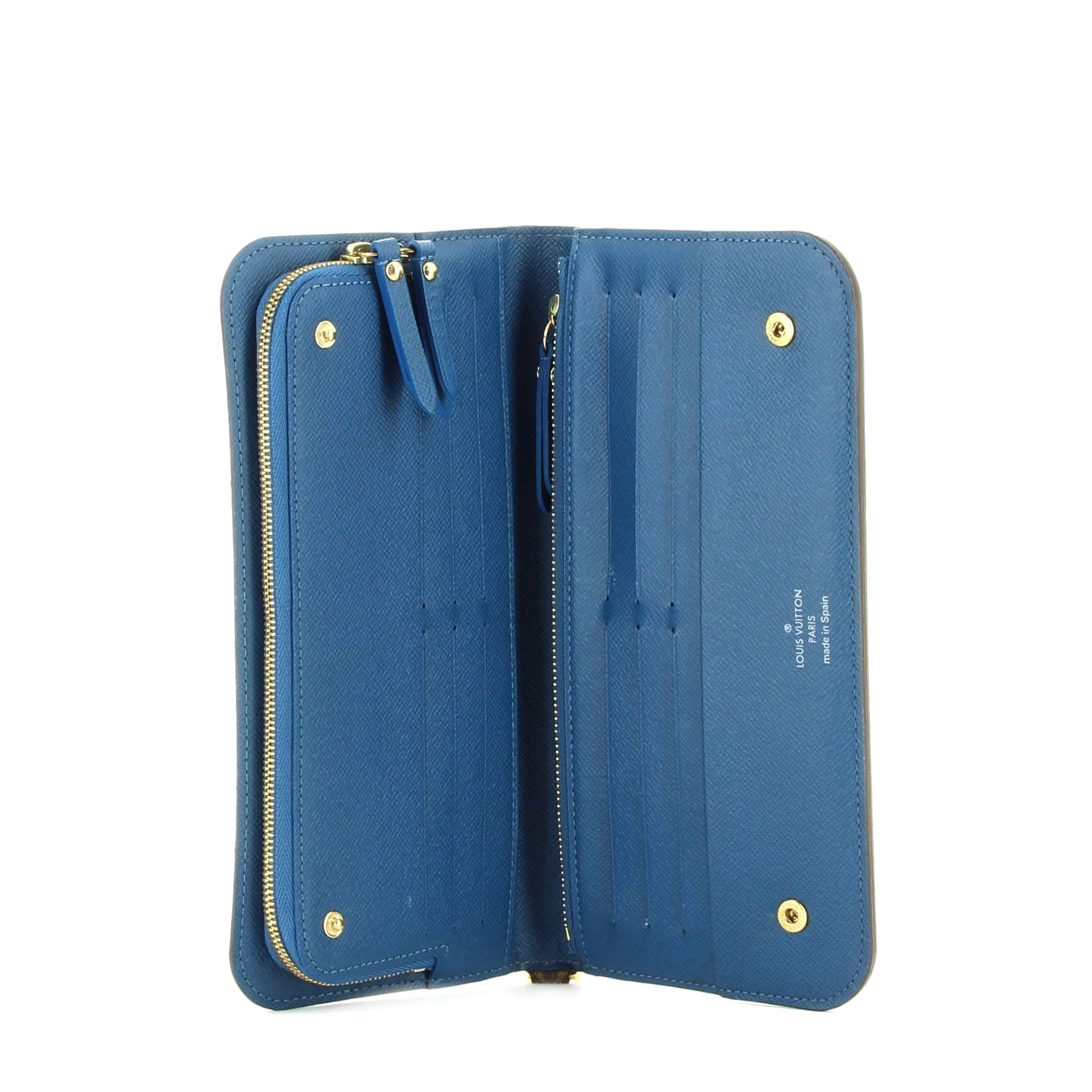 Louis Vuitton Portefeuille en toile monogram et cuir bleu - Detail D1