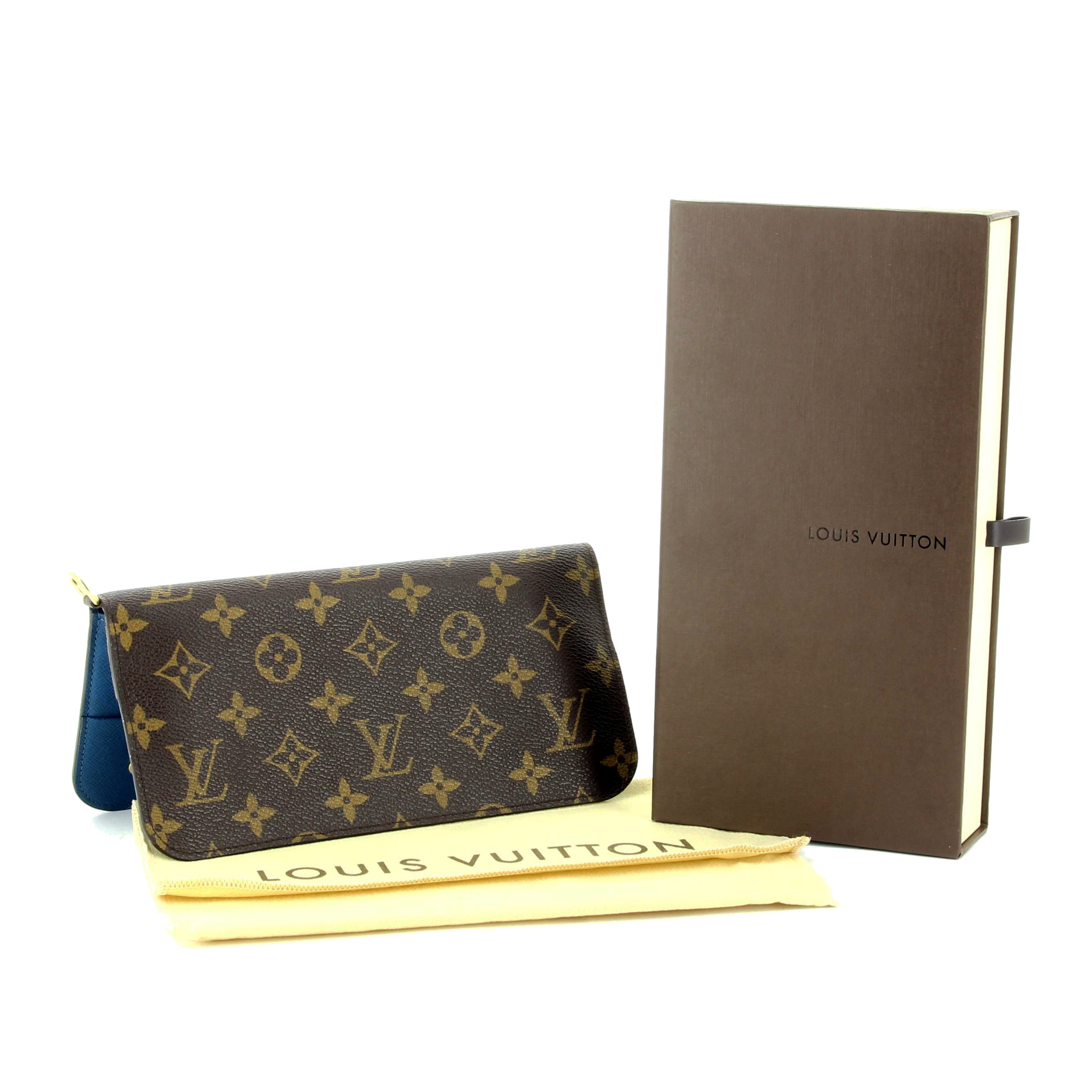 Louis Vuitton Portefeuille en toile monogram et cuir bleu - Detail D2
