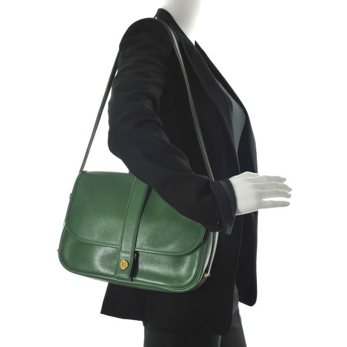 Bisaccia Hermes Nouméa in pelle verde - Detail D1
