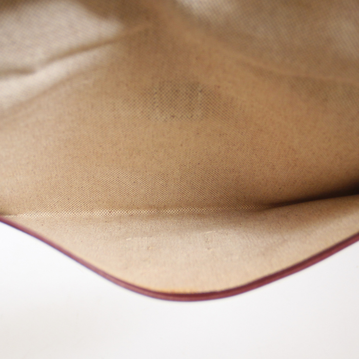 Pochette Jige in tela beige e pelle bordeaux - Detail D2