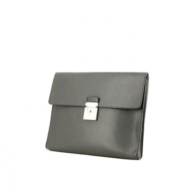 Serviette en cuir taiga gris anthracite
