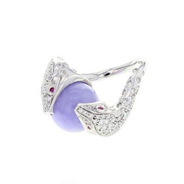 Boucheron Trouble ring in white gold, purple jade and diamond