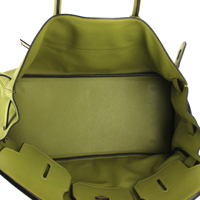 Hermes Birkin Shoulder Handbag in olive green togo leather - Detail D2