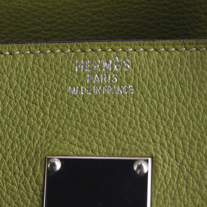 Hermes Birkin Shoulder Handbag in olive green togo leather - Detail D3