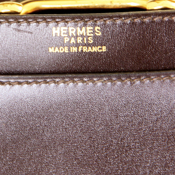 Sac porté épaule Fonsbelle en cuir marron - Detail D3
