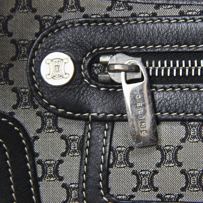 Bolso en lona Monogram gris y cuero negro - Detail D5
