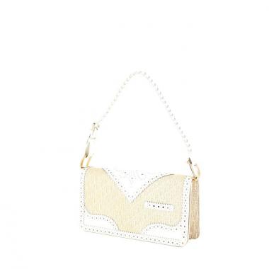 Christian Dior in gilt monogram and white leather