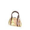 Borsa in velluto beige rosa polvere e marrone con motivo - 00pp thumbnail