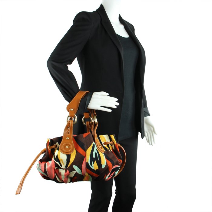 Missoni in multicolor canvas and brown leather - Detail D1