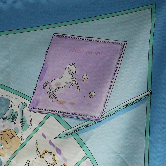 Hermès Carre Hermes - Scarf scarf in light blue twill silk - Detail D3