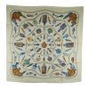 Hermès Carre Hermes - Scarf scarf in off-white, blue and orange twill silk - 00pp thumbnail