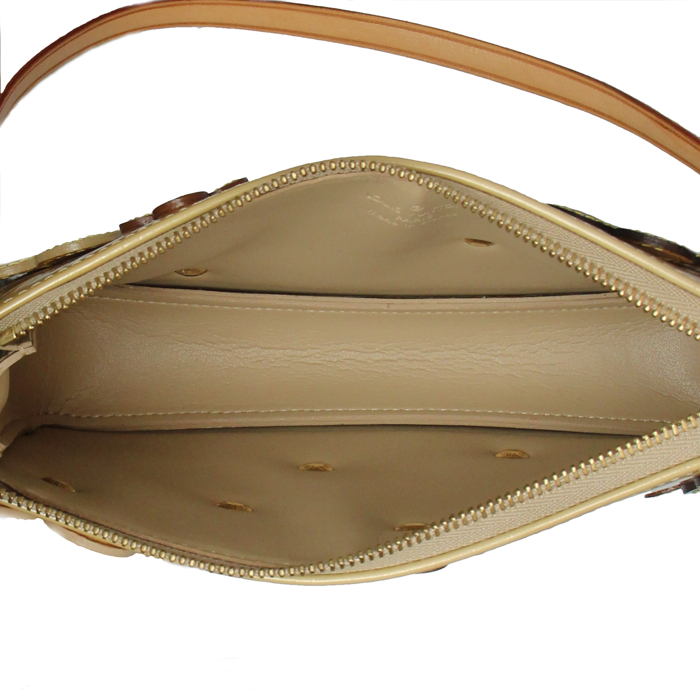 Pochette Lexington in pelle verniciata beige - Detail D2