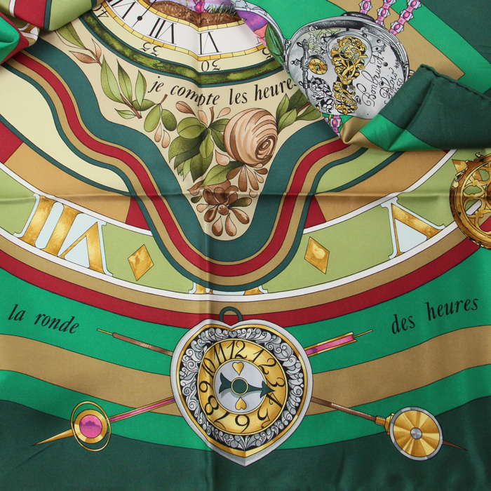 Foulard Hermes Carre Hermes en twill de soie vert rouge et noir - Detail D3