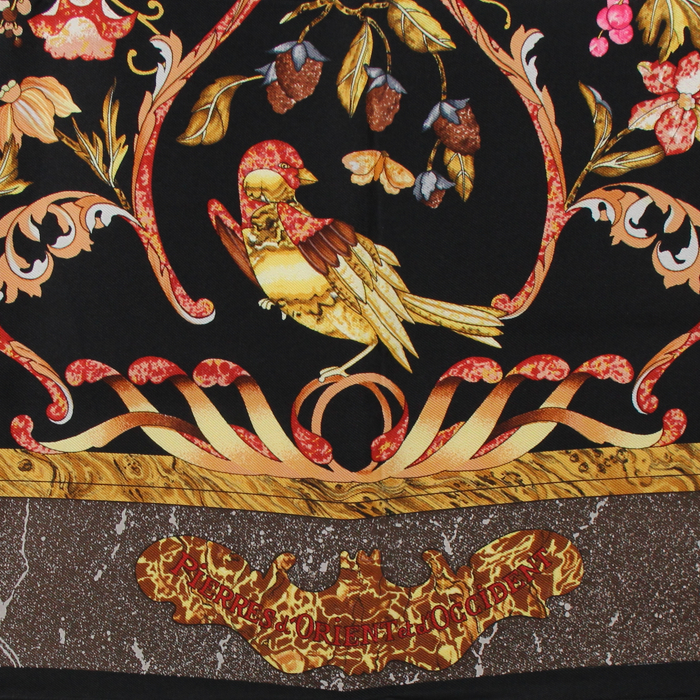 Hermès scarf in black twill silk "Pierres d'Orient et d'Occident"  - Detail D2