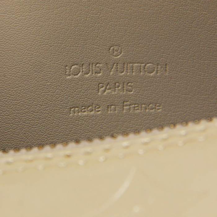 Bolso de mano Bedford en charol beige y cuero natural - Detail D3