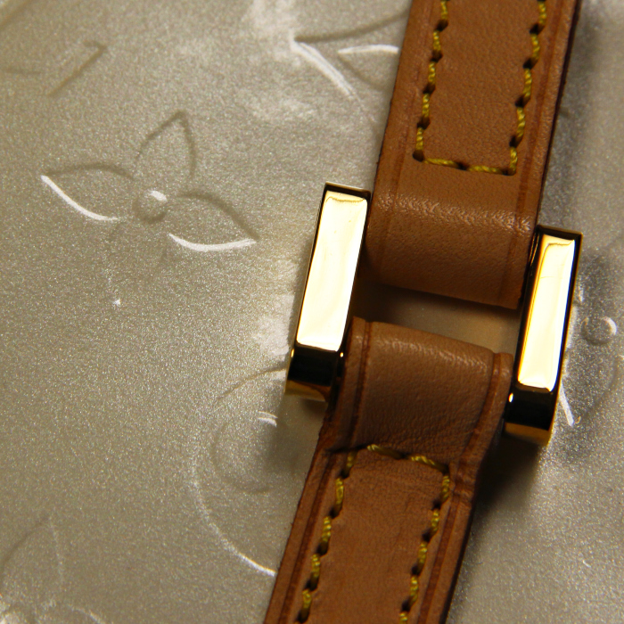 Bedford handbag in beige patent leather and natural leather - Detail D4