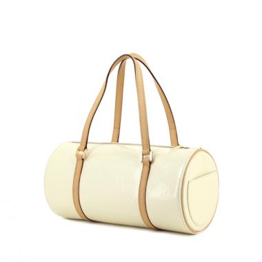 Bedford handbag in beige patent leather and natural leather