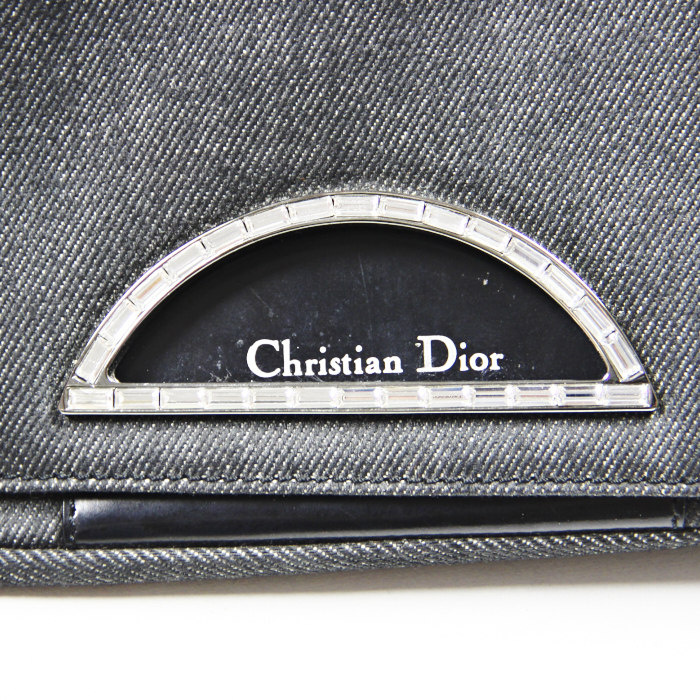 Dior Malice in blue denim canvas and black leather - Detail D4
