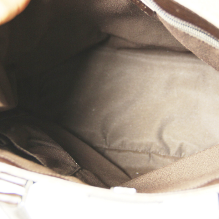 Gucci shopping bag in monogram canvas and brown leather - Detail D2