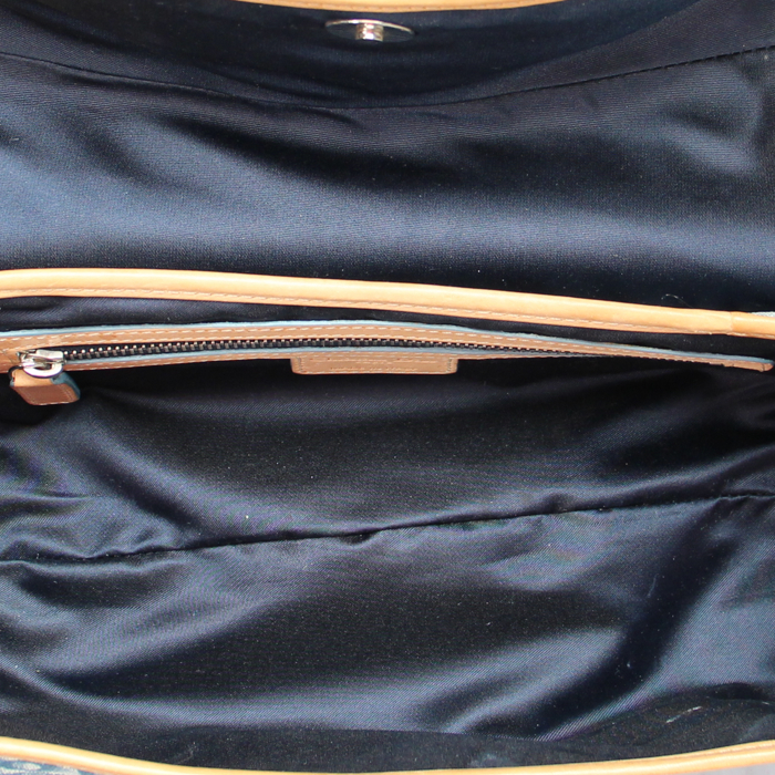 Bolso de mano en lona Monogram azul y cuero natural - Detail D2